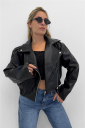 giubbotto effetto pelle biker
